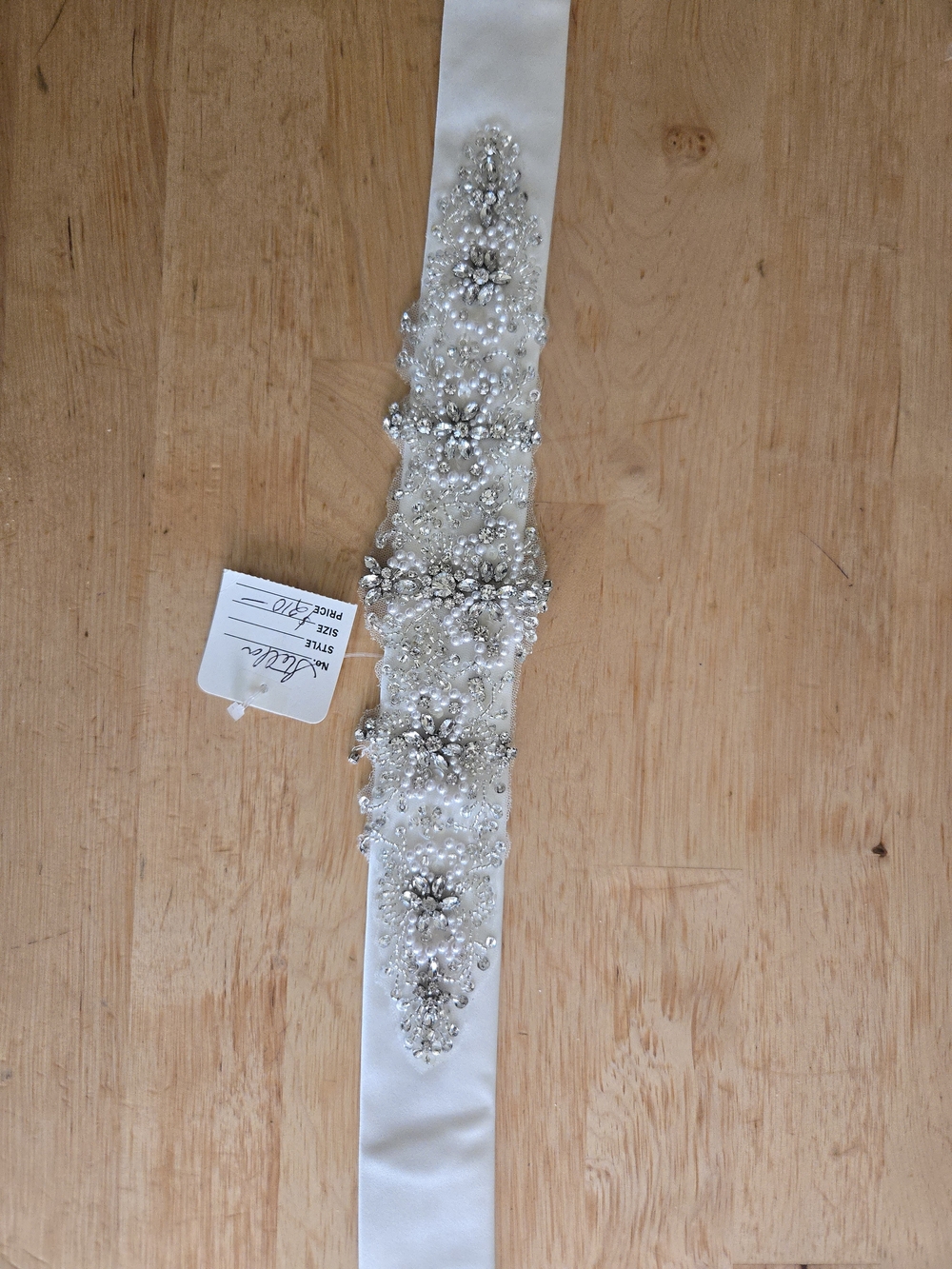 Stella York Beaded Satin Bridal Sash Belt in Ivory